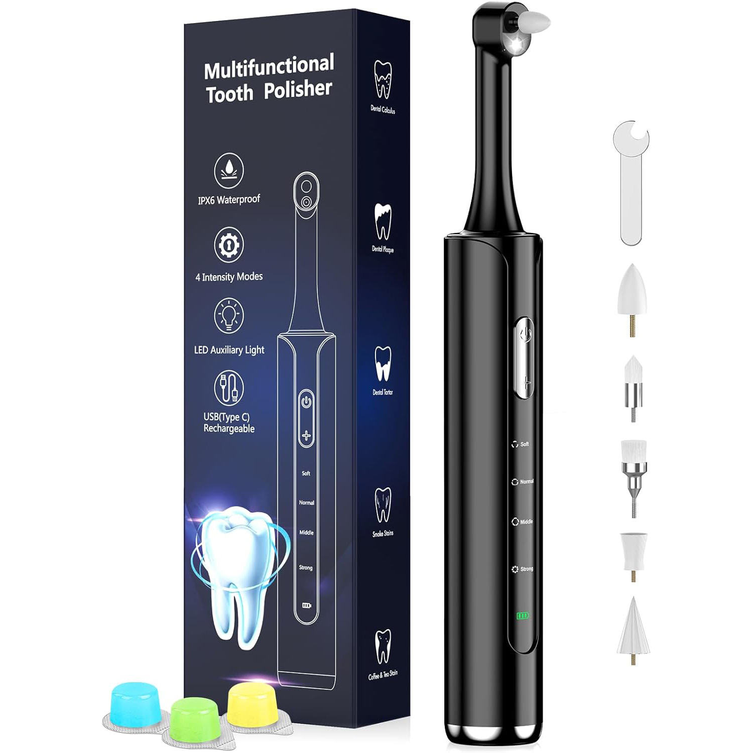 Teeth Whitening Or Tooth Whitening - Polisseuse à dents rechargeable avec 5
