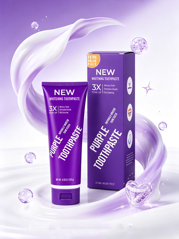 Teeth Whitening Mousse - Dentifrice blanchissant violet, nettoyage en profondeur,