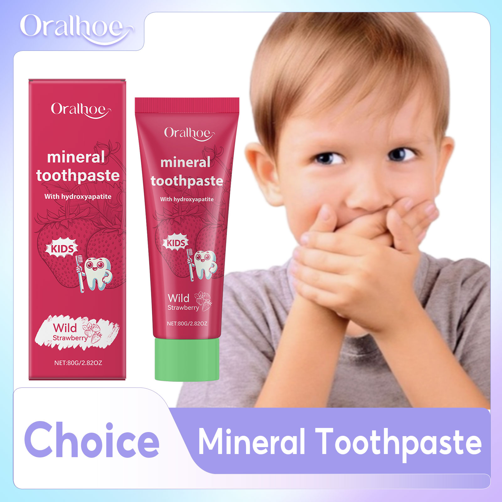 Teeth Whitening Natural - Dentifrice Oralhoe pour enfants, blanchissant, protection