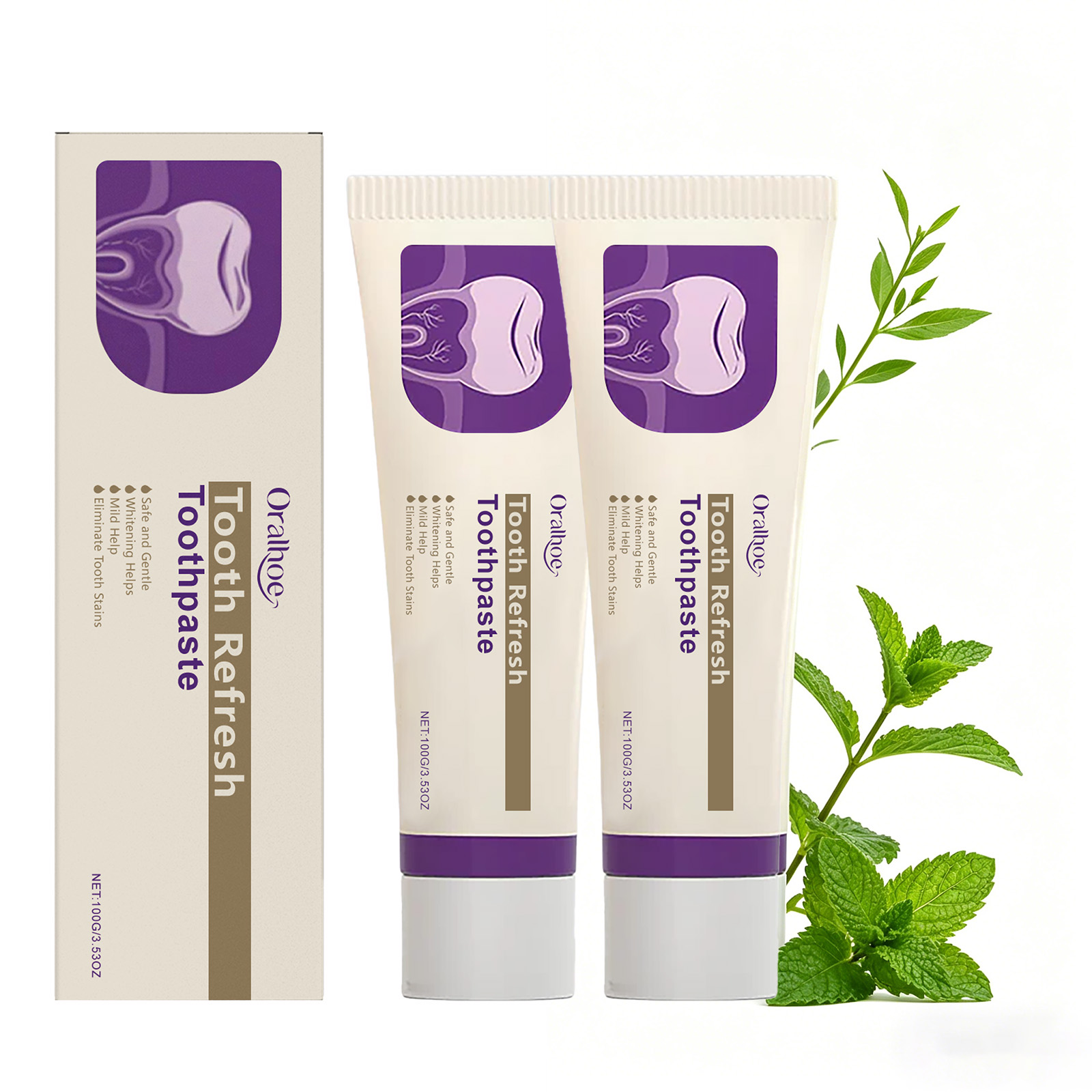 Teeth Whitening Natural - Dentifrice blanchissant à la menthe Tooth