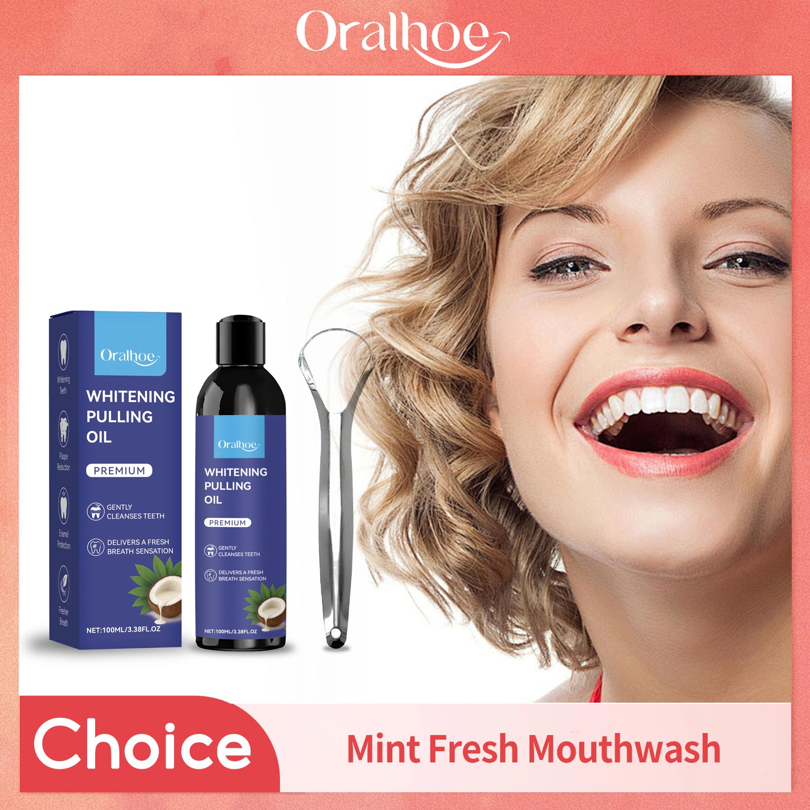 Teeth Whitening Oil Pulling - Huile de traction de noix de