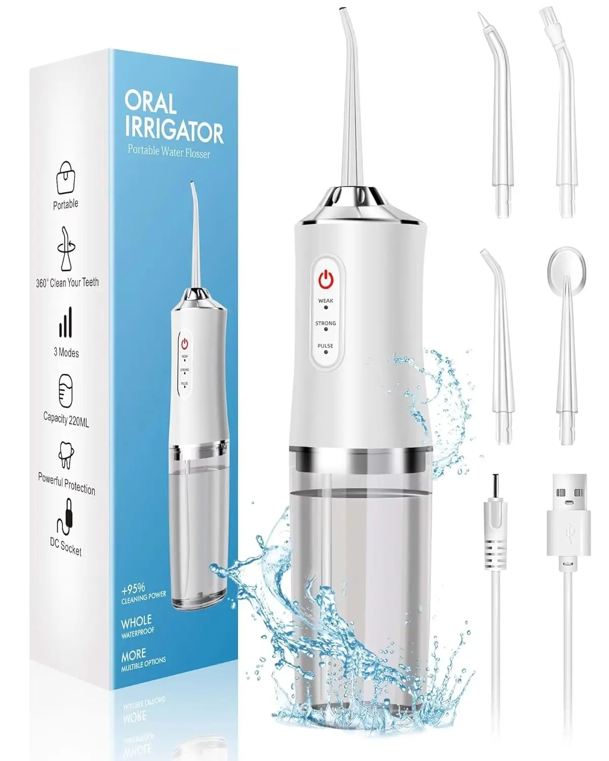 Water Flosser Cordless - Irrigateur buccal, hydropulseur Portable, cure-dents à
