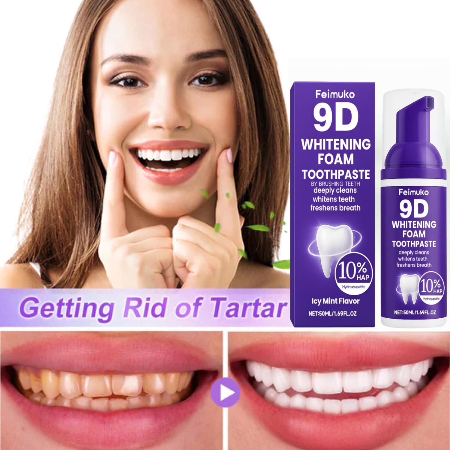 Teeth Whitening Mousse - Mousse blanchissante pour les dents, élimine