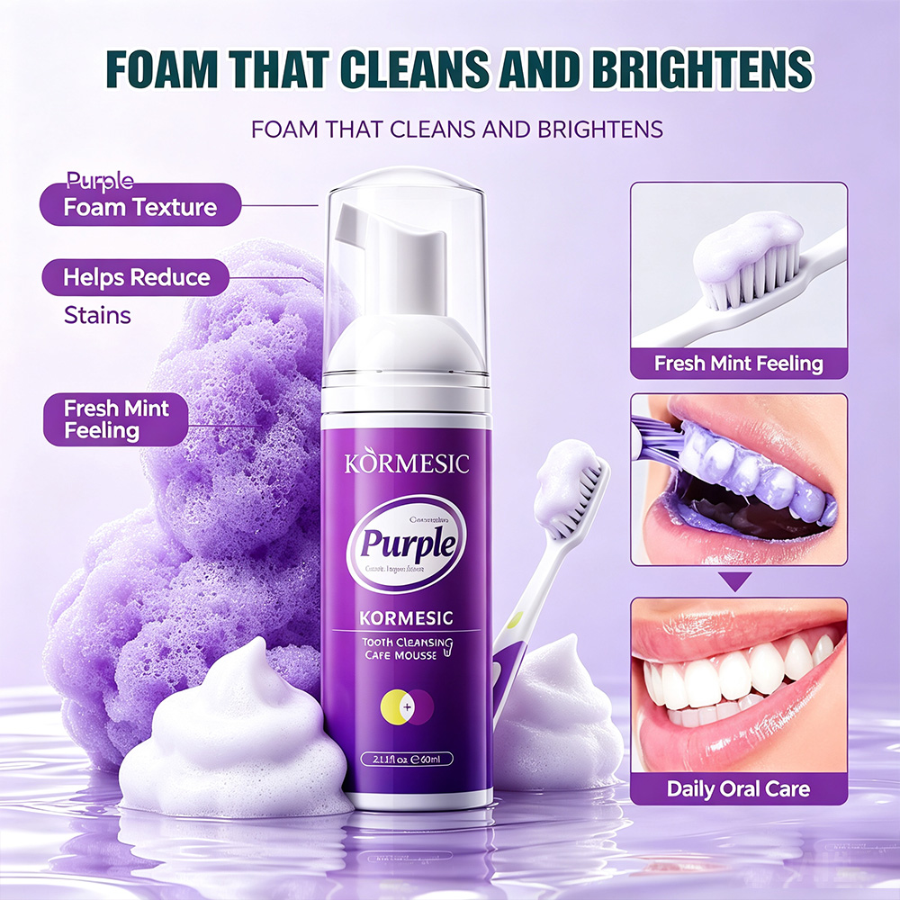 Teeth Whitening Mousse - Mousse dentifrice blanchissante violette V34 Correcteur