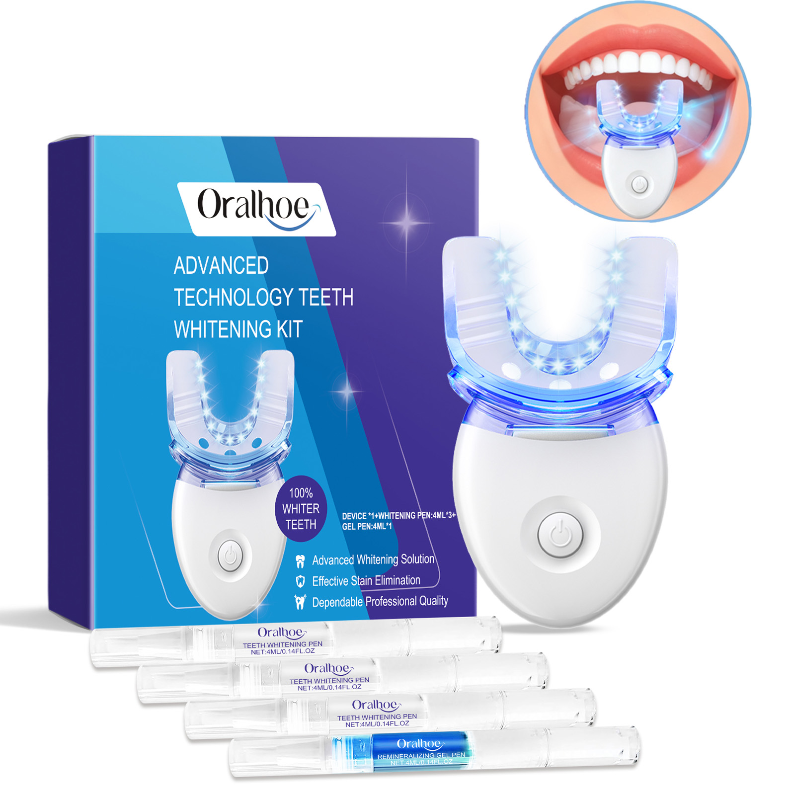 Teeth Whitening Paste - Kit professionnel de lumière LED de