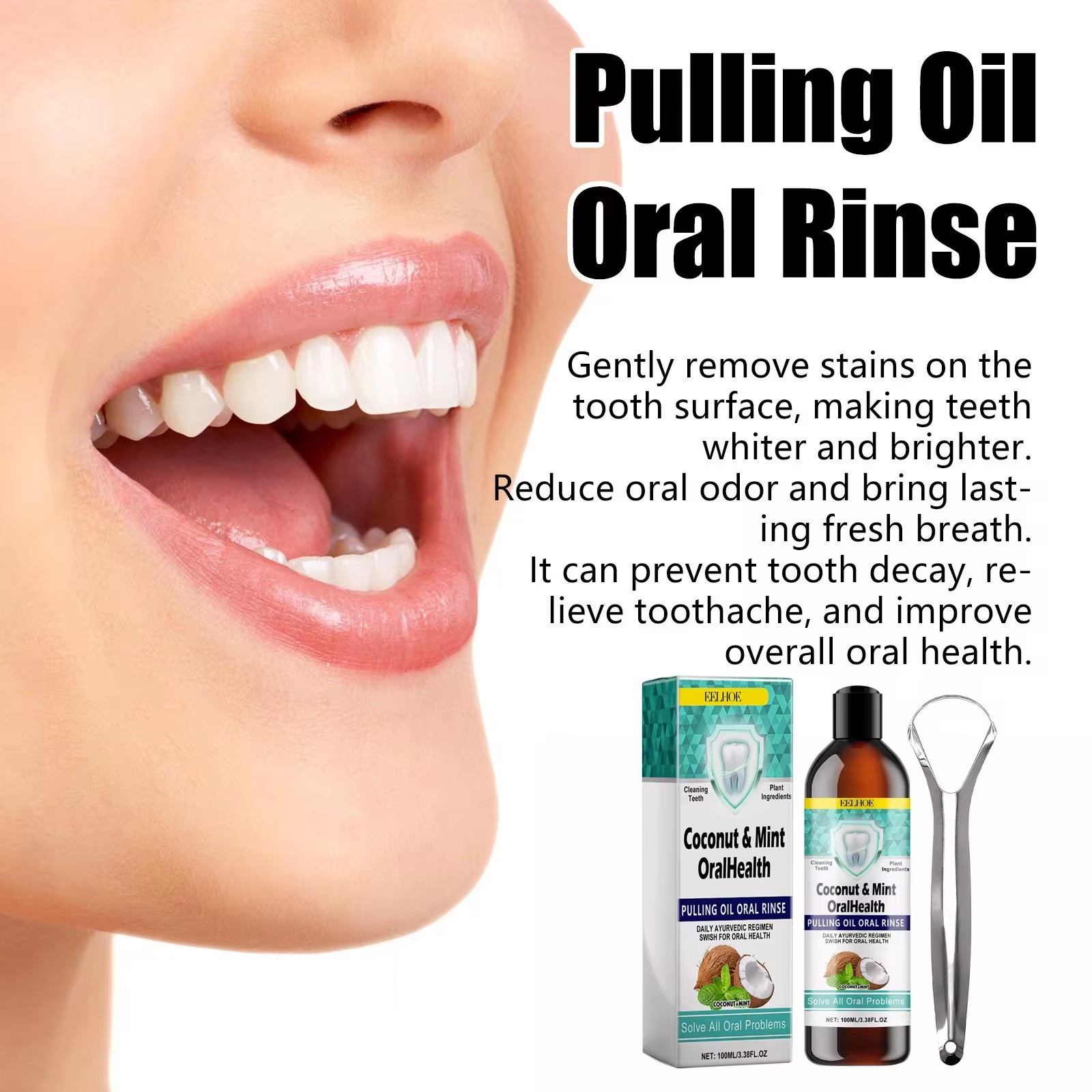 EELHOE – huile de noix de coco - Teeth Whitening Oil Pulling avis et prix