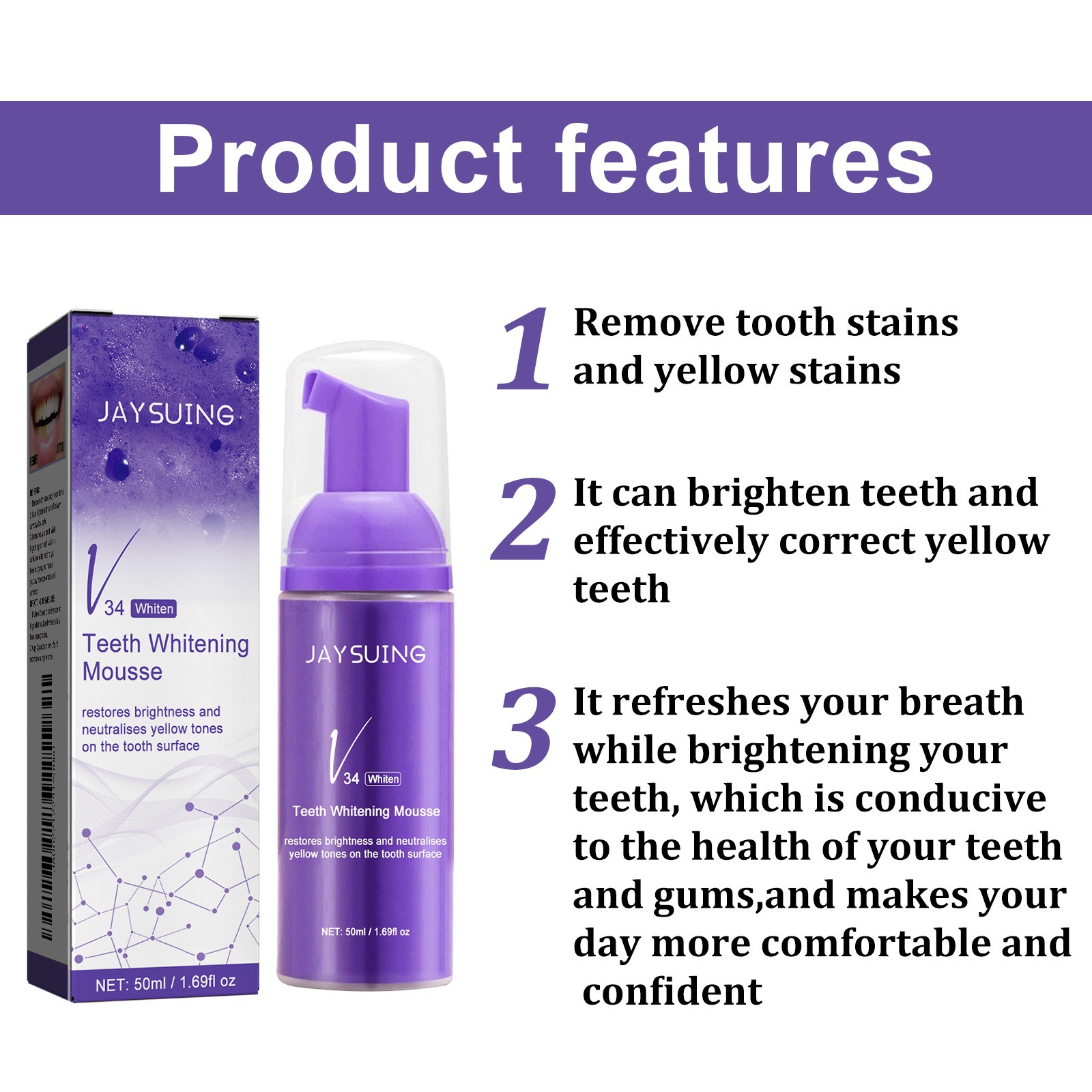 Dentifrice en Mousse V34 pour  - Teeth Whitening Mousse avis et prix