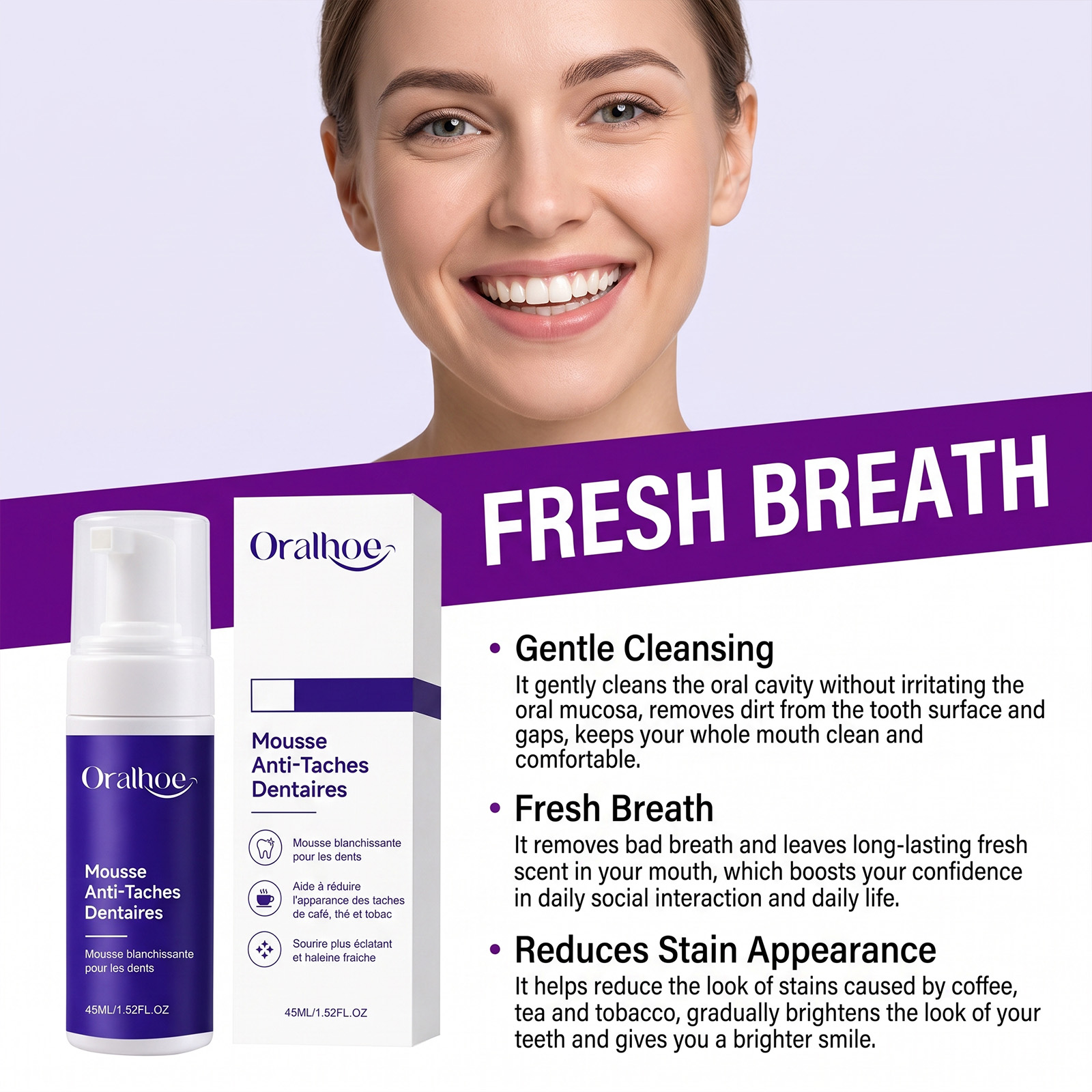 Mousse dentifrice violette bla - Teeth Whitening Mousse avis et prix